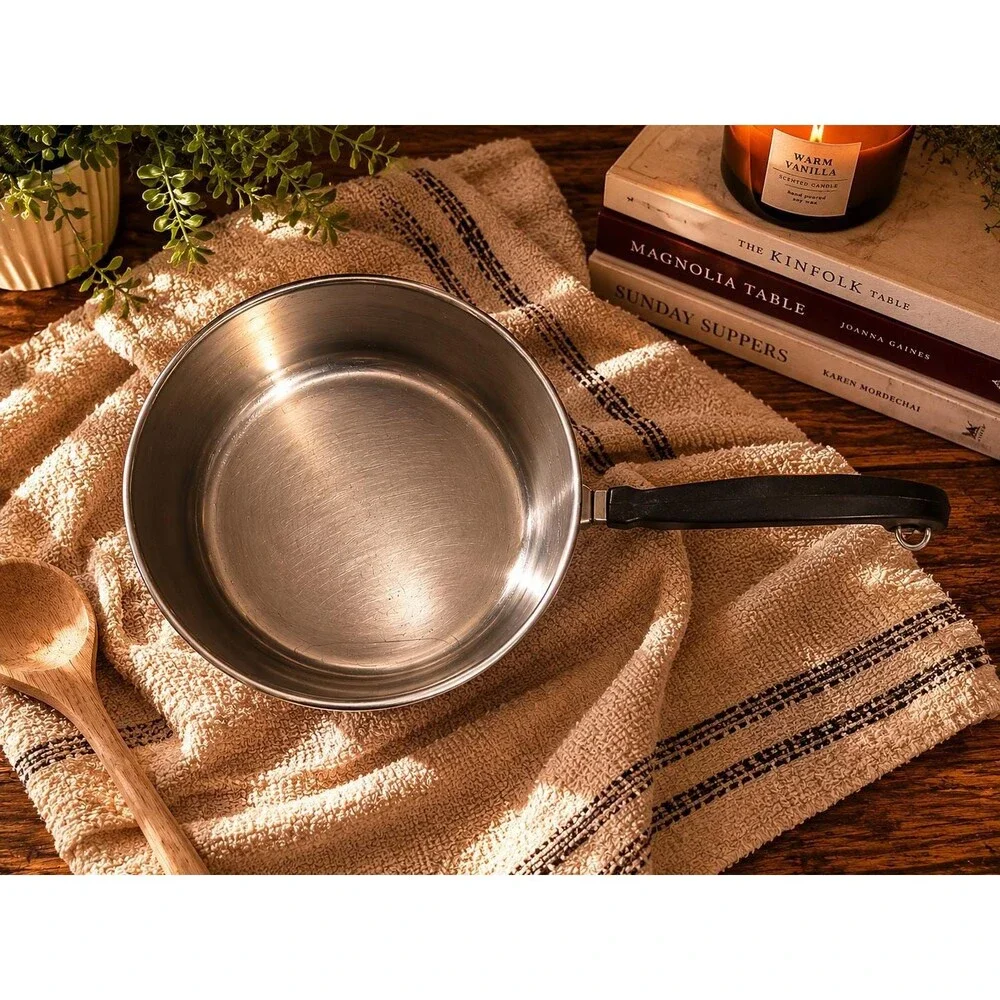 Vintage Stainless Steel Saucepan with Lid – Cozy Kitchen Gift Set Idea